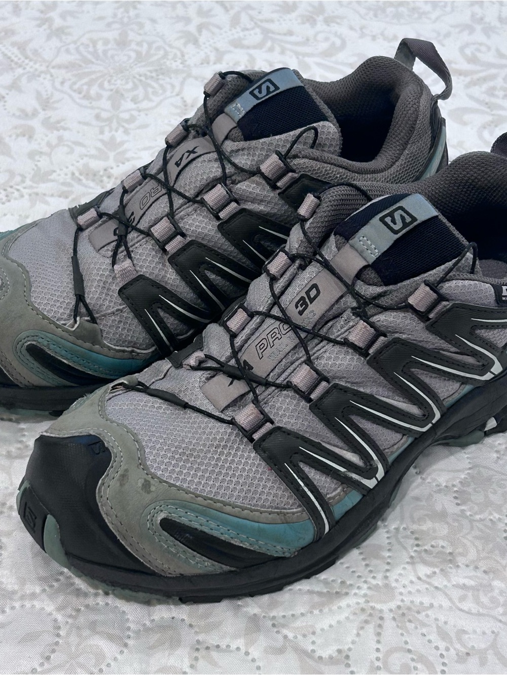 SALOMON XA Pro 3D CS Chassis Waterproof Trail Running Women Shoe Green Gray Sz 7